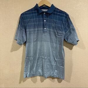 Greg Norman collection blue ombre striped short sleeve polo shirt